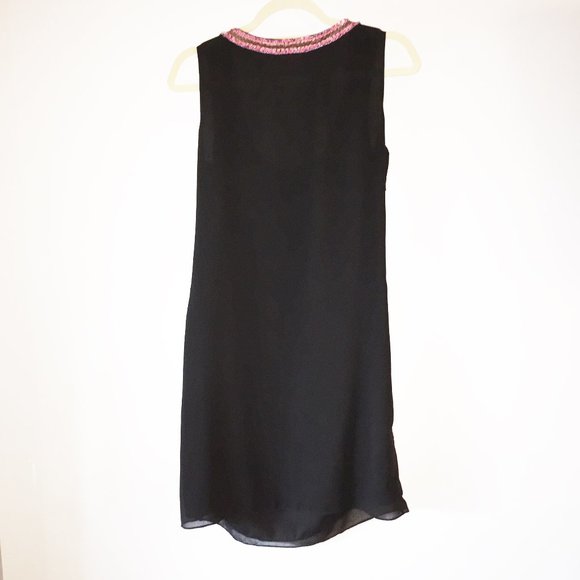 MONSOON Black chiffon dress pink flowers US8 EU40 - Picture 2 of 8